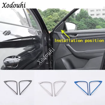 

For Skoda Kodiaq 2017 2018 2019 2020 Car Sticker Cover Stainless Steel Inner Front Head A Column Frame Triangle Trim