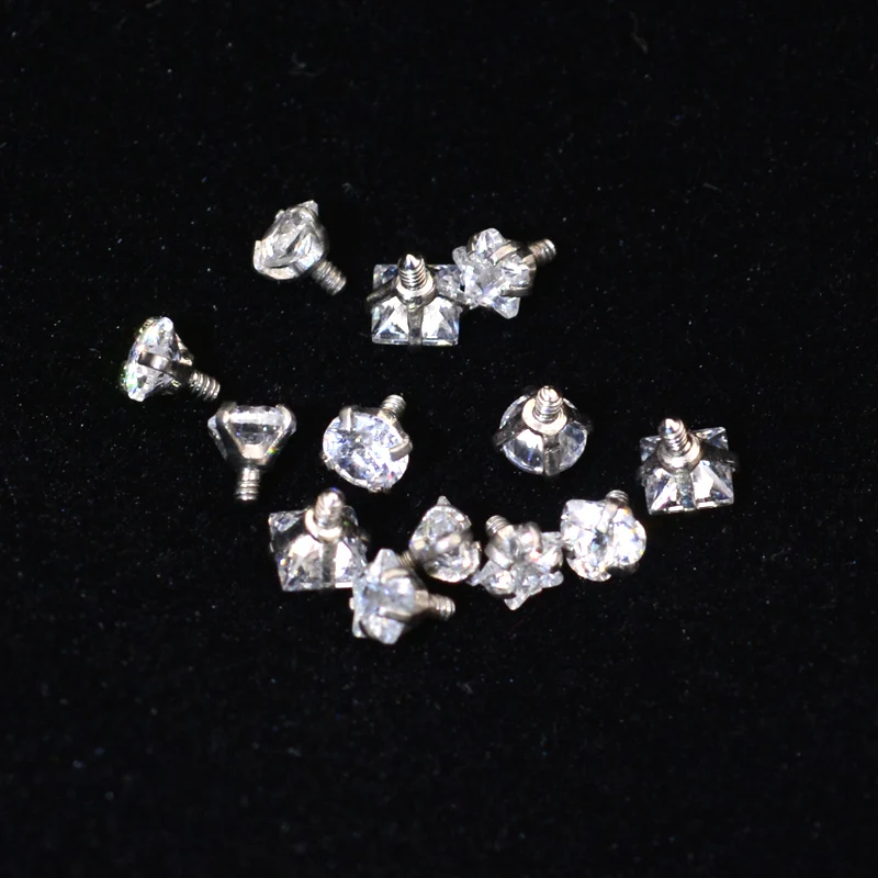 Piercing Jewelry 10Pcs 16G Zircon Top for Lip Stud Ear Piercing