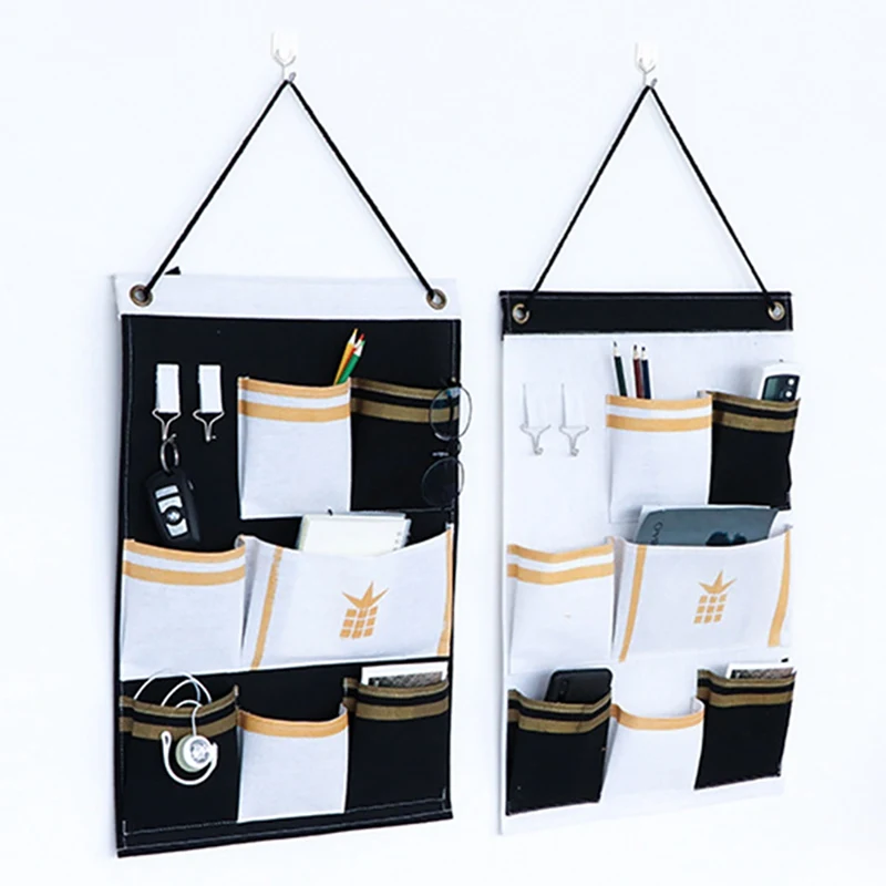 Домашняя многофункциональная настенная сумка для хранения с 3/7 карманами, органайзер для двери из хлопка и льна, настенная сумка для спальни, общежития, офиса