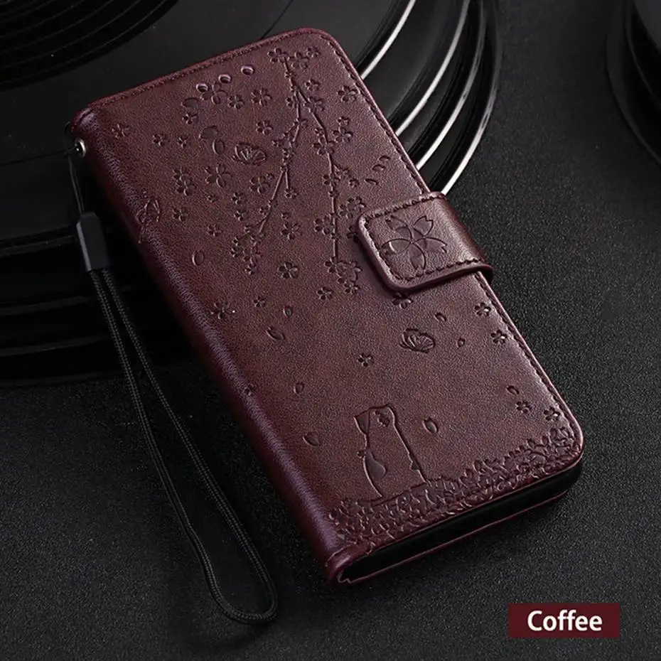 Brown Флип-кейс из искусственной кожи для Motorola Moto G7 G6 Plus механизм 3D Cat& Flower Wallet Capa чехол для Moto E5 Plus чехол для телефона - Цвет: Brown