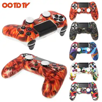 

OOTDTY 5 Colors protective soft Silicone Gamepad Skin Grip Cover Protector Case + 2 Caps Kit For PS4 Controller dropshipping