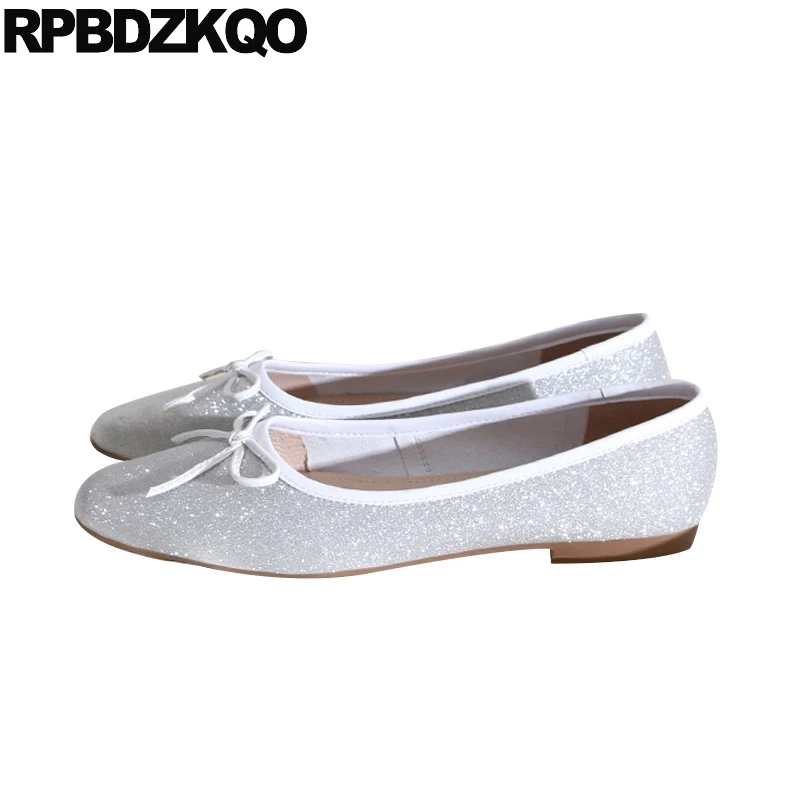 ladies silver ballet flats