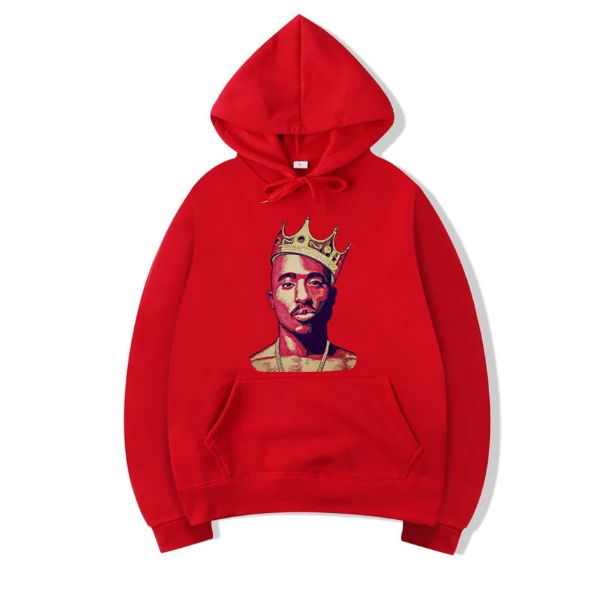 Мужские толстовки в стиле хип-хоп Raper 2pac, толстовки унисекс в стиле хип-хоп, толстовки с изображением Тупака, толстовки с капюшоном, забавная Толстовка в стиле Харадзюку, одежда в подарок - Цвет: T127j-red
