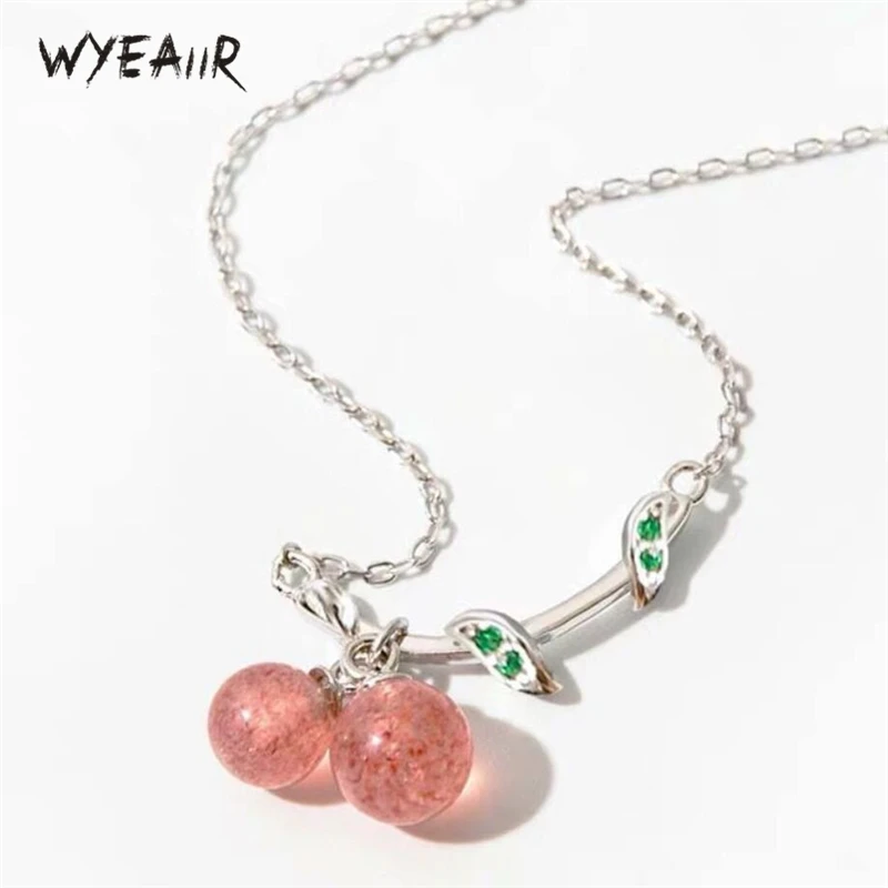 Женское Ожерелье WYEAIIR серебристая цепочка до ключиц с натуральным клубничным