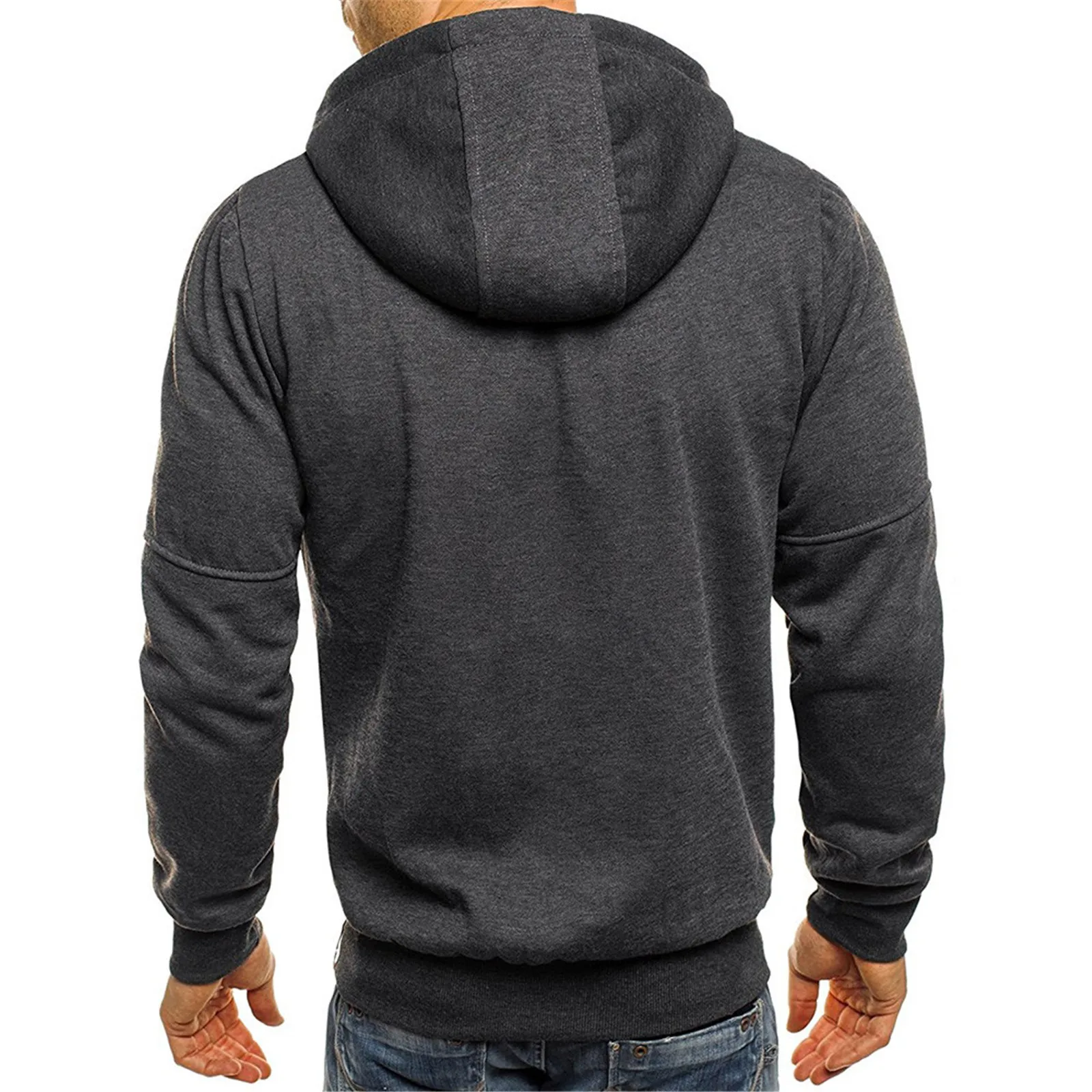 GRT Fitness He8c441980e96434b8e08a0aa1f0ca308I New 2021 Men's Splice Cap with Long Sleeve Zip Sweater Tops Sweatshirt Outwear Warm Hoodie 