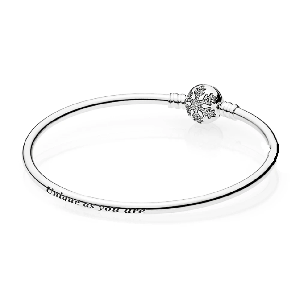 100% Real 925 Sterling Silver BlackFriday Snowflake Bangle Bracelet Fit Original Charms Diy Jewelry | Украшения и аксессуары