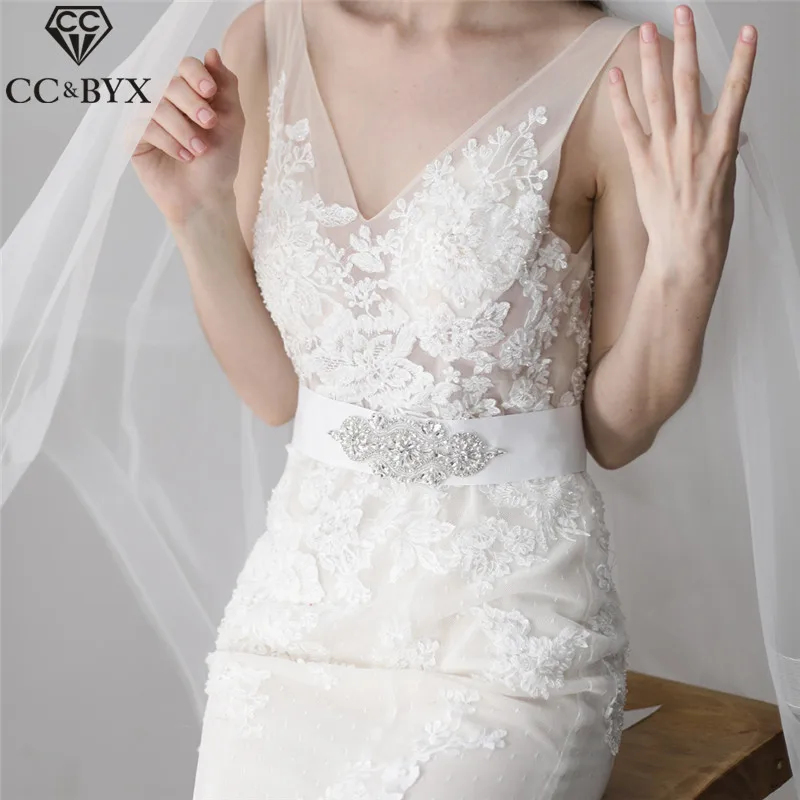 

CC Bride Girdle Gown Dresses Belt For Women Bridal Wedding Dresses Crystal 100% Handmade Imitation Pearls Satin Silk Ribbon Y001
