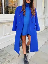  BBWM 2021 Women Autumn Office Lady Blue Long Sleeve Coat Female Vintage Streetwear Double Breasted Casual Loose Long Top 