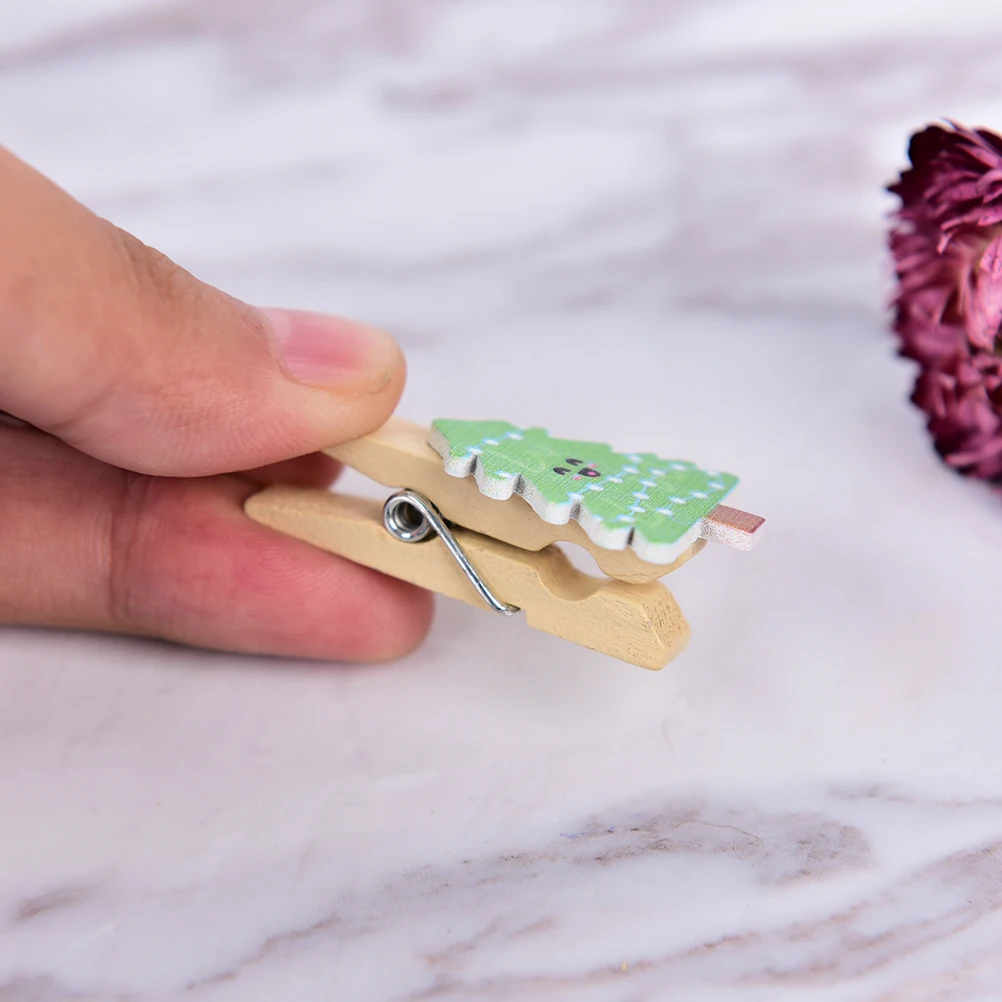 Christmas Tree Wood Clips for Christmas Party wedding decorative crafts house ornaments (No Rope) 10pcs 35x20mm