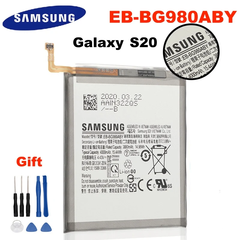 100% Оригинальный аккумулятор EB BG980ABY для Samsung Galaxy S20 замена телефона Аутентичные батареи 4000 мАч + | Отзывы и видеообзор