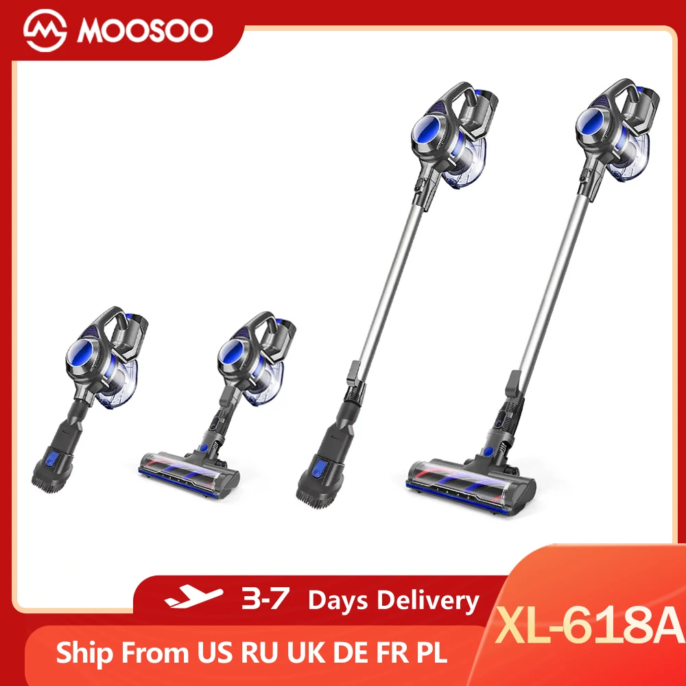 MOOSOO XL 618A 4 in 1 Cordless Vacuum Cleaner, Lightweight Stick, 12Kpa