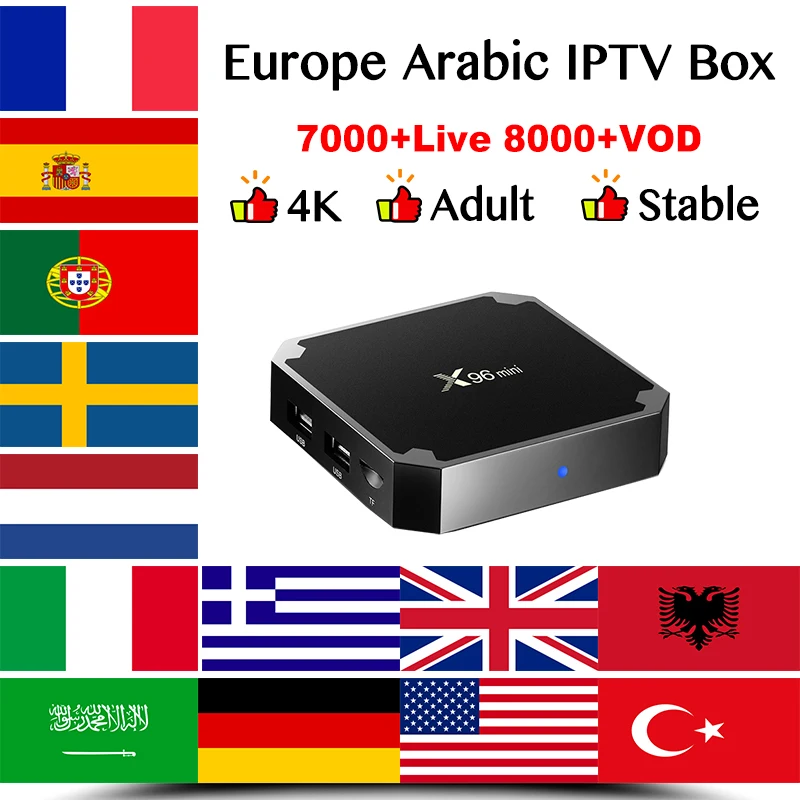 X96 Мини ТВ приставка на базе Android box 1 год Европа Франция iptv подписка 7000Live& 8000VOD французский испанско-португальский Великобритания Германия smart iptv приставка