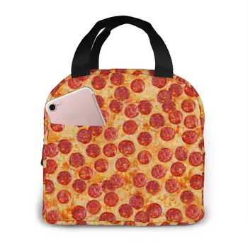 

Pizza Waterproof Zipper Portable Insulated Lunch Bag, Washable And Reusable, Suitable For Outdoor Travel Picnic School Office