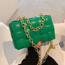 

Green Weave Crossbody Bag Luxury Women Designer Leather Shoulder Bags Small Flap Messenger Handbag Chain Tote Bag Bolsa Feminina