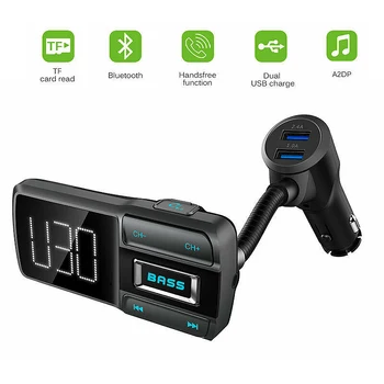 

New Hands-Free Bluetooth 5.0 Car FM Transmitter Dual USB 5V 3.4A Car Charge Phone Charge FM Modulator MP3 Player BT77D