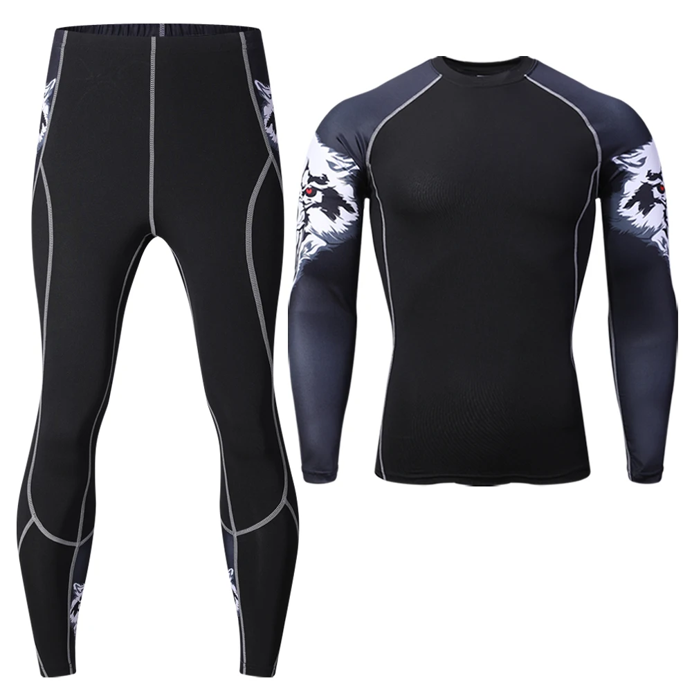 Men's Thermal Underwear Set, Sports Long Trousers Men's Base Shirt, Top Bottom Winter Equipment Compression Set