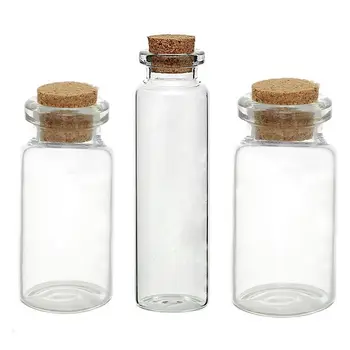

5PCs Glass Bottles Small Vase Tiny Bottles Jewelry Vial Potion Glass & Wooden Box Wishing Gift Jewelry Storage Boxes Organizer