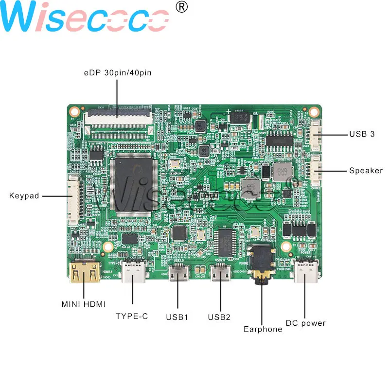 Wisecoco 15,6 дюймовый ips экран 1080P FHD ЖК-панель 30pin eDP MINI HDMI TYPE-C USB контроллер для наушников плата для ноутбука