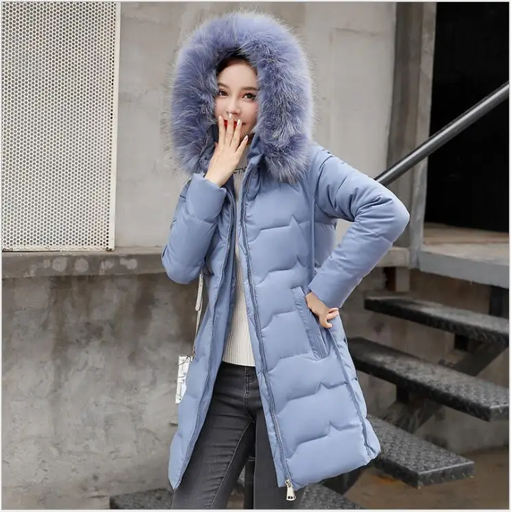Зимняя женская куртка,, теплая, утолщенная, с капюшоном, зимнее пальто для женщин, с хлопковой подкладкой, Женская парка размера плюс, пальто, M-4XL, 346 - Цвет: Smoky blue