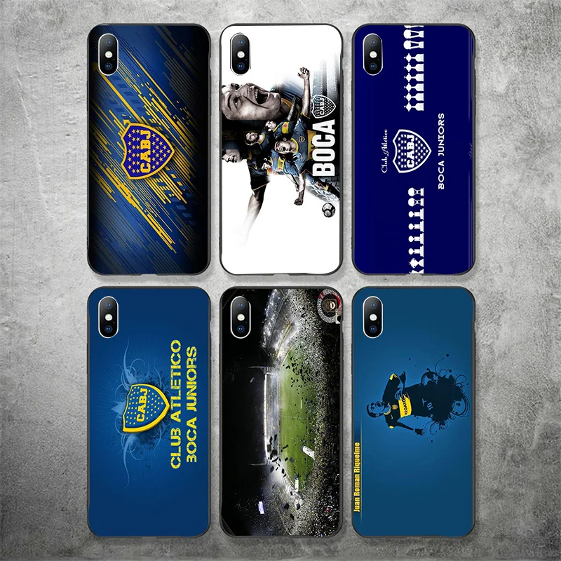 

Phone Case For FC Boca Juniors iPhone XR 11 Pro XS Max X 5 5S Black DIY Black Soft Case For Tevez iphone SE 7 8 6 6S Plus 7Plus