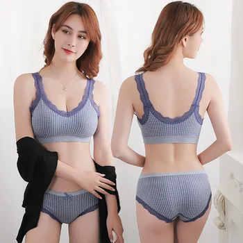 

Active Bra Crop Top Set Wireless Push Up Bralette Seamless Underwear Set Lace Women Lingerie Set Comfort Panties Women Bra Set