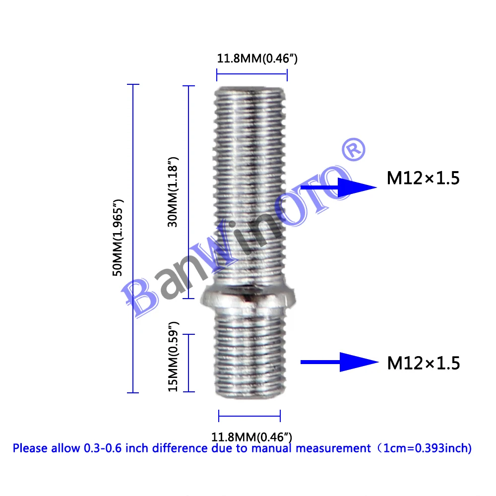 50mm M12x1.5-M12x1.5 Kit D'adaptation Pour Boulons/Vis À Vis, 20  Pièces/Ensemble