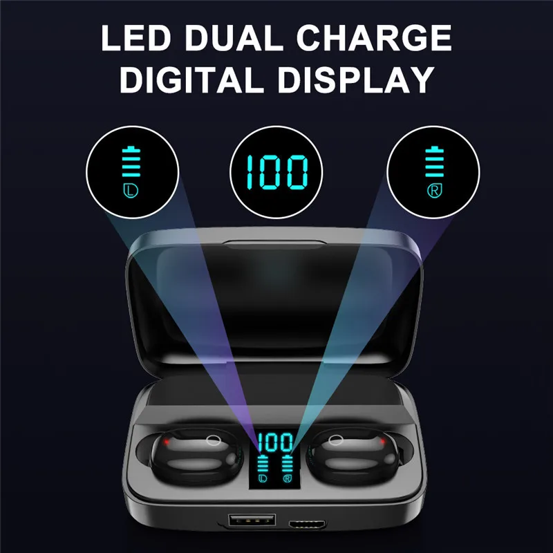 Earphone Bluetooth5.0 True Wireless A10S TWS Headsets LED Display 1800mAh Power Bank Headphones Hifi Stereo Sport Earbuds pk i12