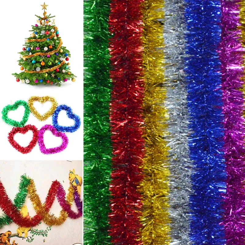 

Wedding Birthday 6 Colors /2M Christmas Decoration Party Xmas Tree Ornaments Tinsel Hanging Decorations PVC Drop Ornament