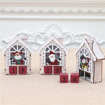 

Christmas LED Light Wooden House Ornament Desktop Calendar Decoration Christmas Santa Claus Christmas Tree DTT88