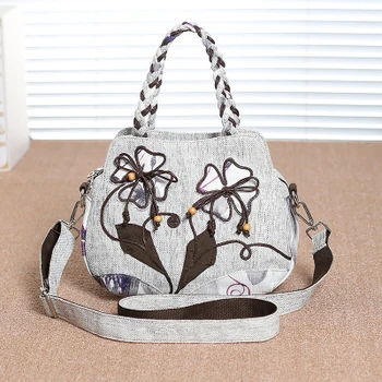 

Fashion national string appliques women shopping handbags!Nice prints lady small shoulder&handbags All-match Original canvas bag