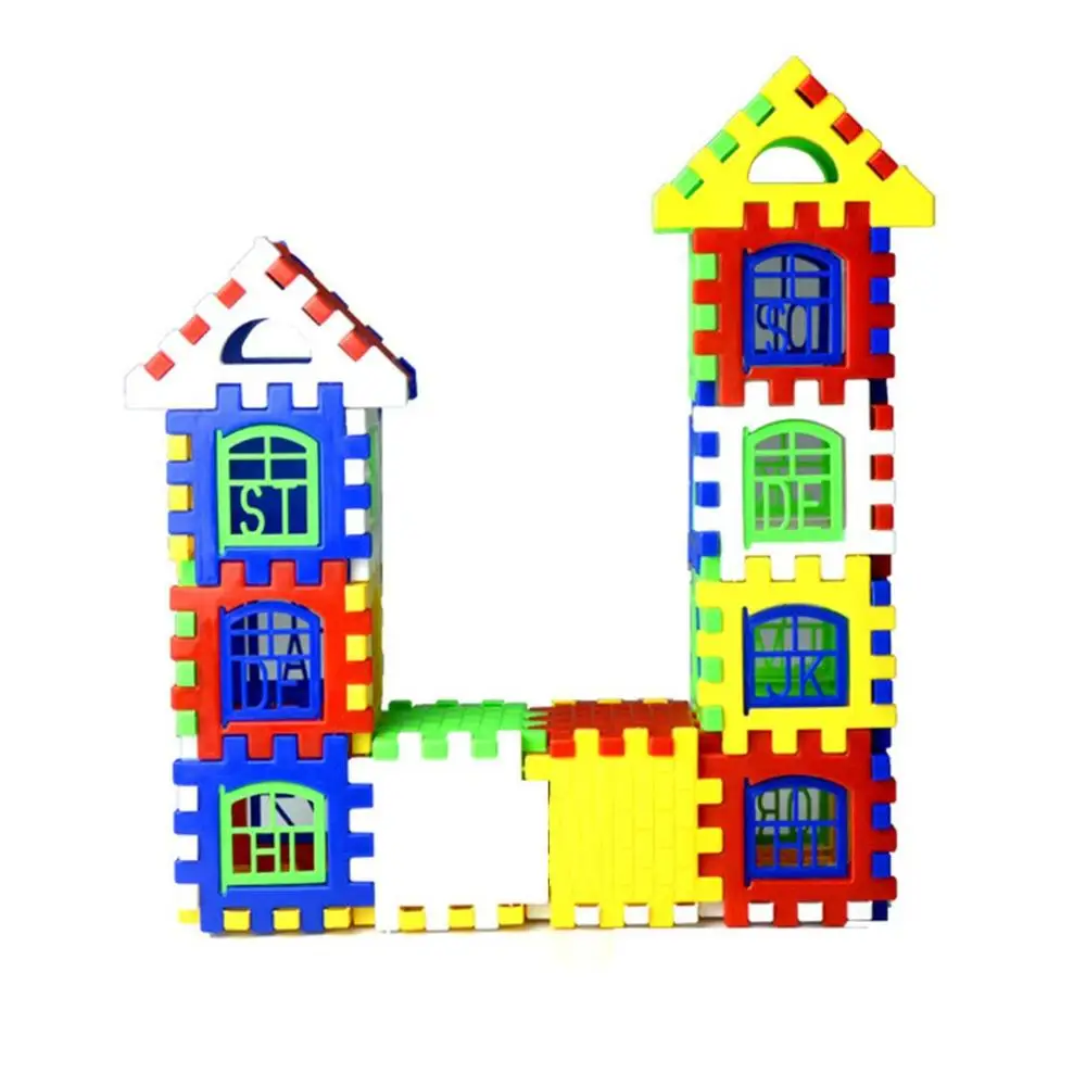 24pcs/lot DIY Plastic Interlocking Building Blocks Construction House Playset Early Educational Enlightenment Toy for Children - Цвет: Многоцветный