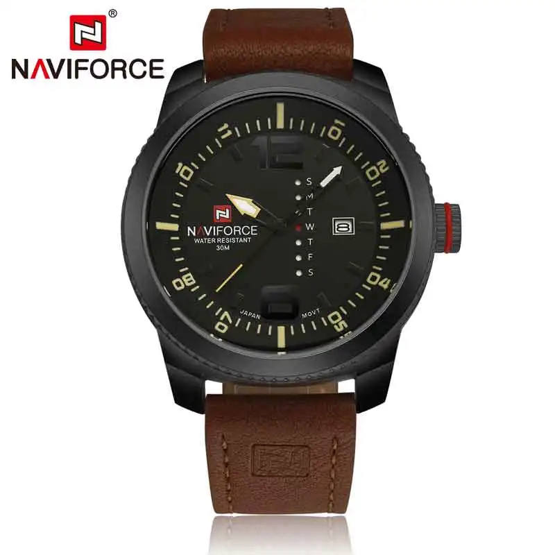 

NAVIFORCE Top Luxury Brand Men Casual Watches Male Quartz Clock Fashion Sports Leather Wristwatch Waterproof Relogio Masculino