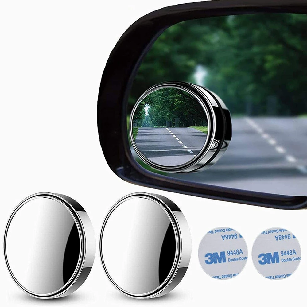 2 Pcs Car Round Frame Convesso Blind Spot Mirror Grandangolare 360 Gradi Regolabile Trasparente Specchietto Retrovisore Ausiliario Sicurezza Di Guida