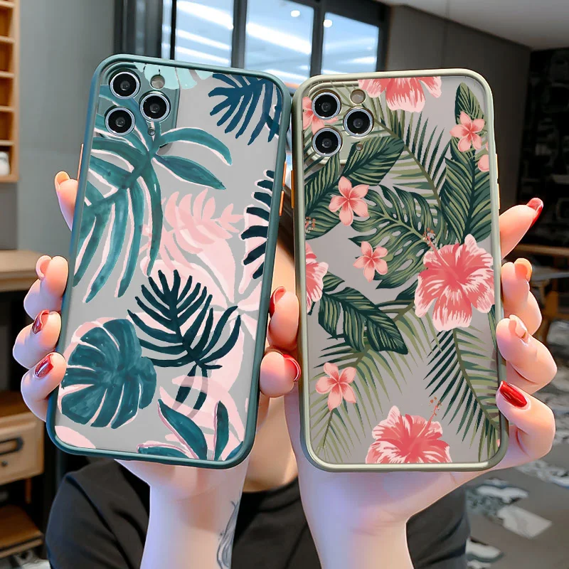 Tropical Palm Leaves Shockproof Phone Case - Stylish and Durable Cover