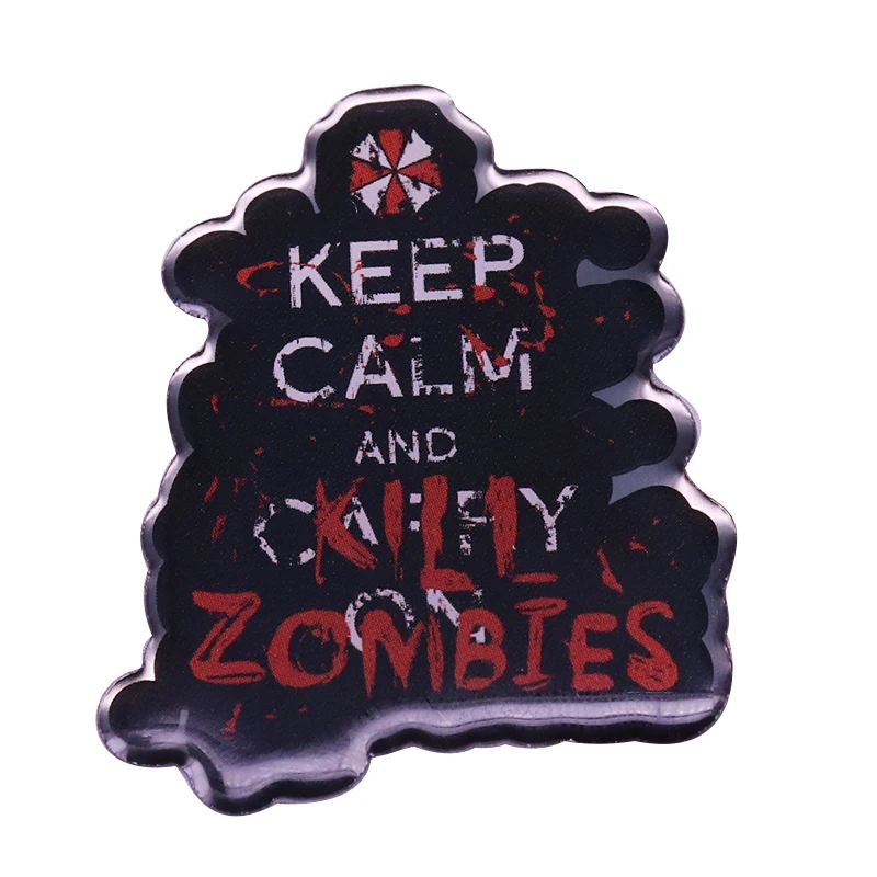

Keep Calm Kill Zombies Lapel Pin Brooch book of spells Gypsy witch witchy crescent moon magick tarot pin
