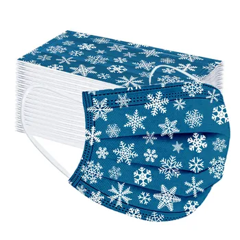 

50pc Snowflake Face Mask Unisex Christmas Outdoor Face Fabric Facial Mask Disposable High-quality Christmas Printed Mask Маски