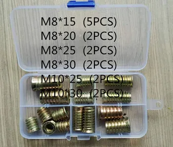 

15Pcs/set M8 M10*15/20/25/30 Zinc Alloy Thread For Wood Insert Nut Flanged Hex Drive Head Furniture Nuts Assortment Kit