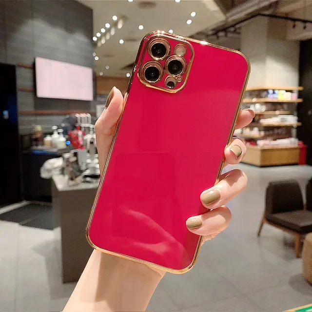 Ottwn Solid Plating Lens Protection Phone Case For iPhone 12 Pro Max 11 13 Pro Max X XR XS Max 7 8 6 Plus SE 2020 Soft TPU Cover R