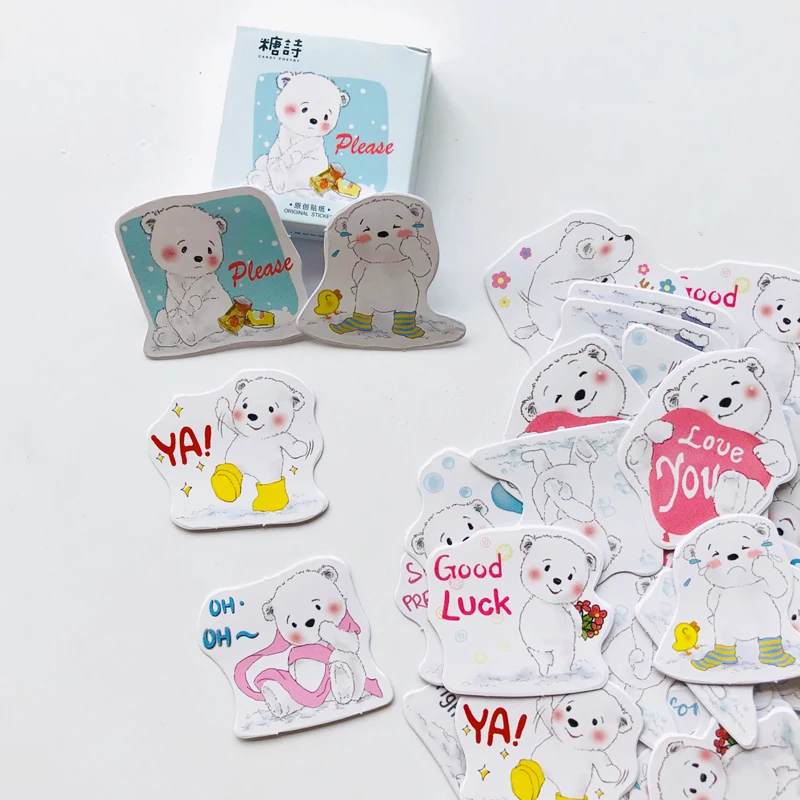 

45 pcs /Box Happy Little Milk Bear DIY Decorative Stickers Stick Label