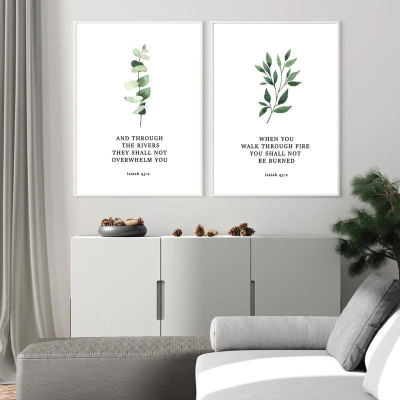 Isaiah-43-2-Bible-Verse-Print-Watercolor-Plants-Christian-Quote-Poster-Isaiah-Wall-Art-Picture-Canvas