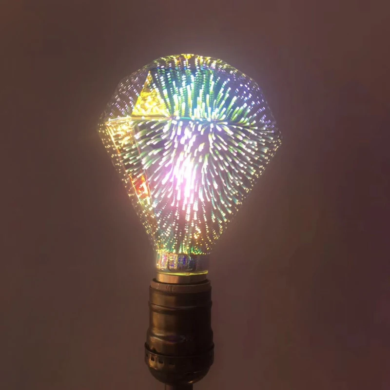 Ретро Эдисона лампочки E27 40LED лампы накаливания украшения Огни Новинка 3D лампы фейерверков домашний декор для вечеринки Рождества - Цвет: flat diamond
