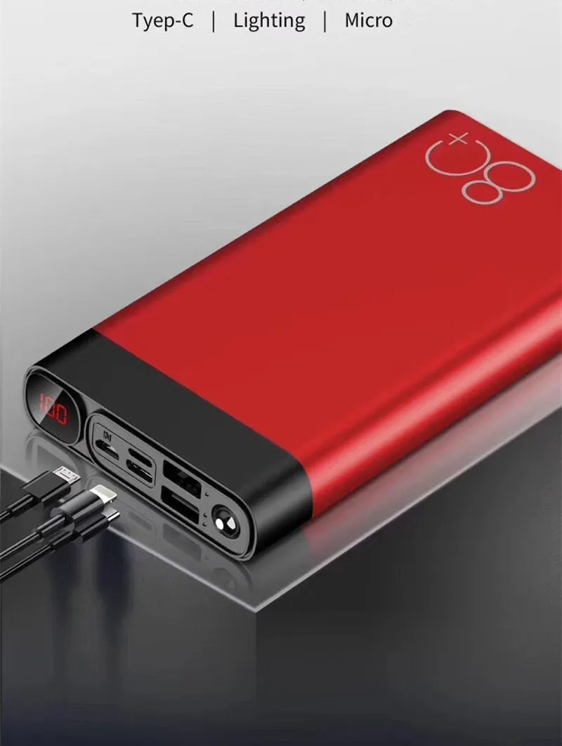 แบตสำรอง Quick 80000mAh Power Bank Charge Dual USB Large Capacity Fast