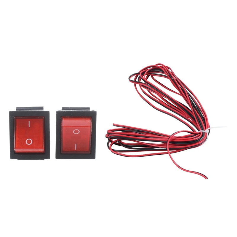 16A/250VAC 20A/125VAC Red Indicator Light Rocker Switch 2 Pcs With 5M 22AWG Dual Core Electric Cable Wire | Обустройство дома