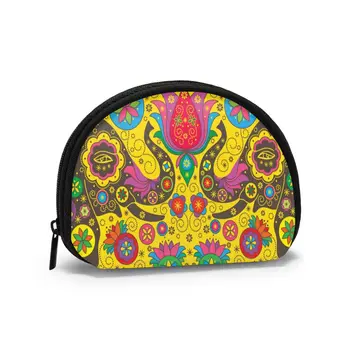 

Wallets Women Zipper Coin Purses Clutch Wallet Female Money Credit Card Holder Symmetrical Mirrored Yellow Elephants