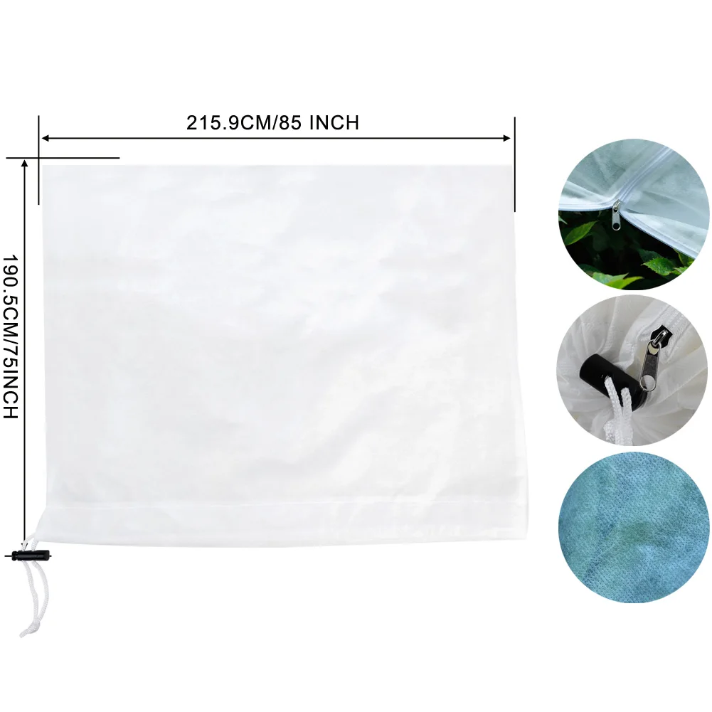 

Plant Covers Freeze Protection Plant Frost Blanket Reusable Shrub Jacket Covers with Zipper for Cold Weather 215.9*190.5cm
