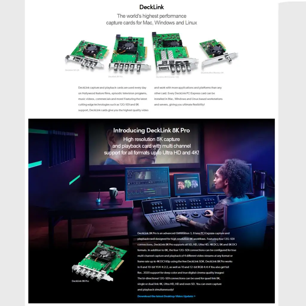 Design Decklink 8k Blackmagic Desktop Video Capture 12g Sdi