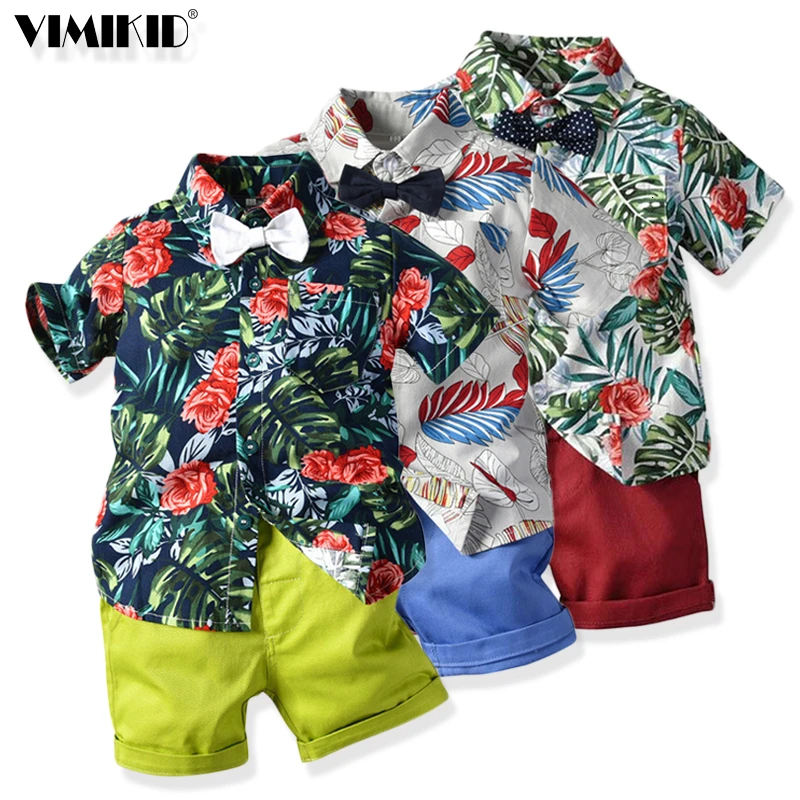 Рубашка с коротким рукавом и бантом для мальчиков 2-7 лет |