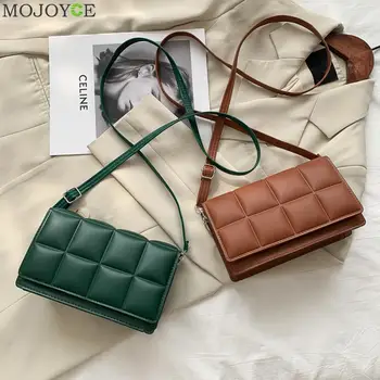 

Fashion Lattice Pattern Messenger Bag Women PU Leather Small Square Flap Solid Casual Travel Shoulder Handbag