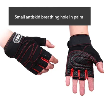 

HOT Weight Lifting Bodybuilding Gym Fitness Leather Gloves Slim Fitting Gloves Wristband Non-slip Sports Ride Gloves