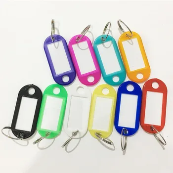 

1PC Fashion Plastic Key Fobs Language ID Tags Labels Key Rings Name Tags With Split Ring For Baggage Key Chains Key Rings